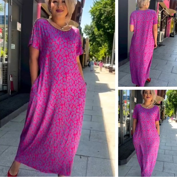 ๐ใM-3XLใ2024 Fashionable plus-size print dress