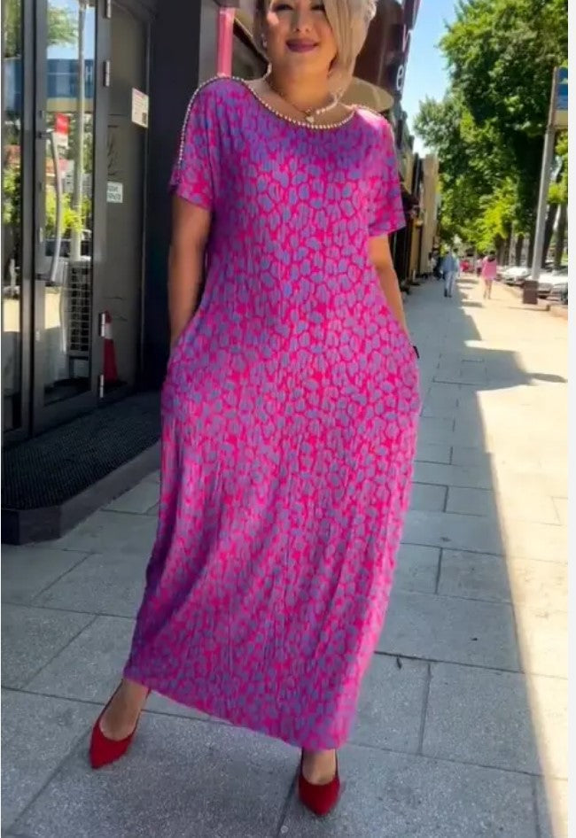 ๐ใM-3XLใ2024 Fashionable plus-size print dress