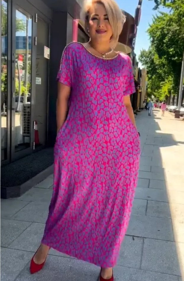 ๐ใM-3XLใ2024 Fashionable plus-size print dress
