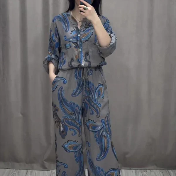(Free Shipping)Two Piece Shirt and Trousers Set for Women