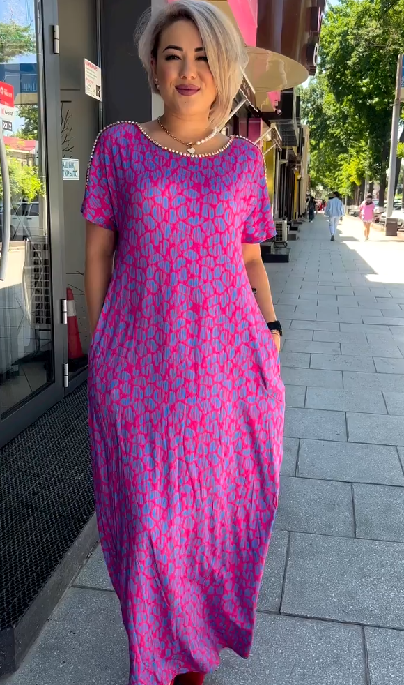 ๐ใM-3XLใ2024 Fashionable plus-size print dress