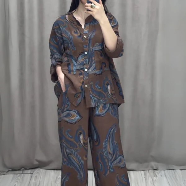 (Free Shipping)Two Piece Shirt and Trousers Set for Women