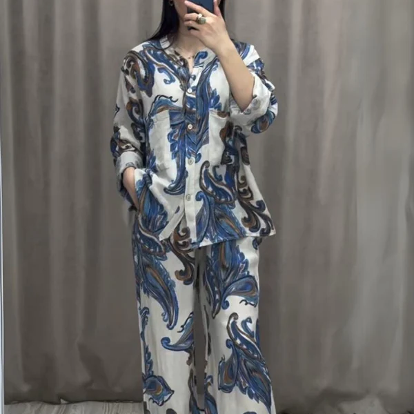 (Free Shipping)Two Piece Shirt and Trousers Set for Women