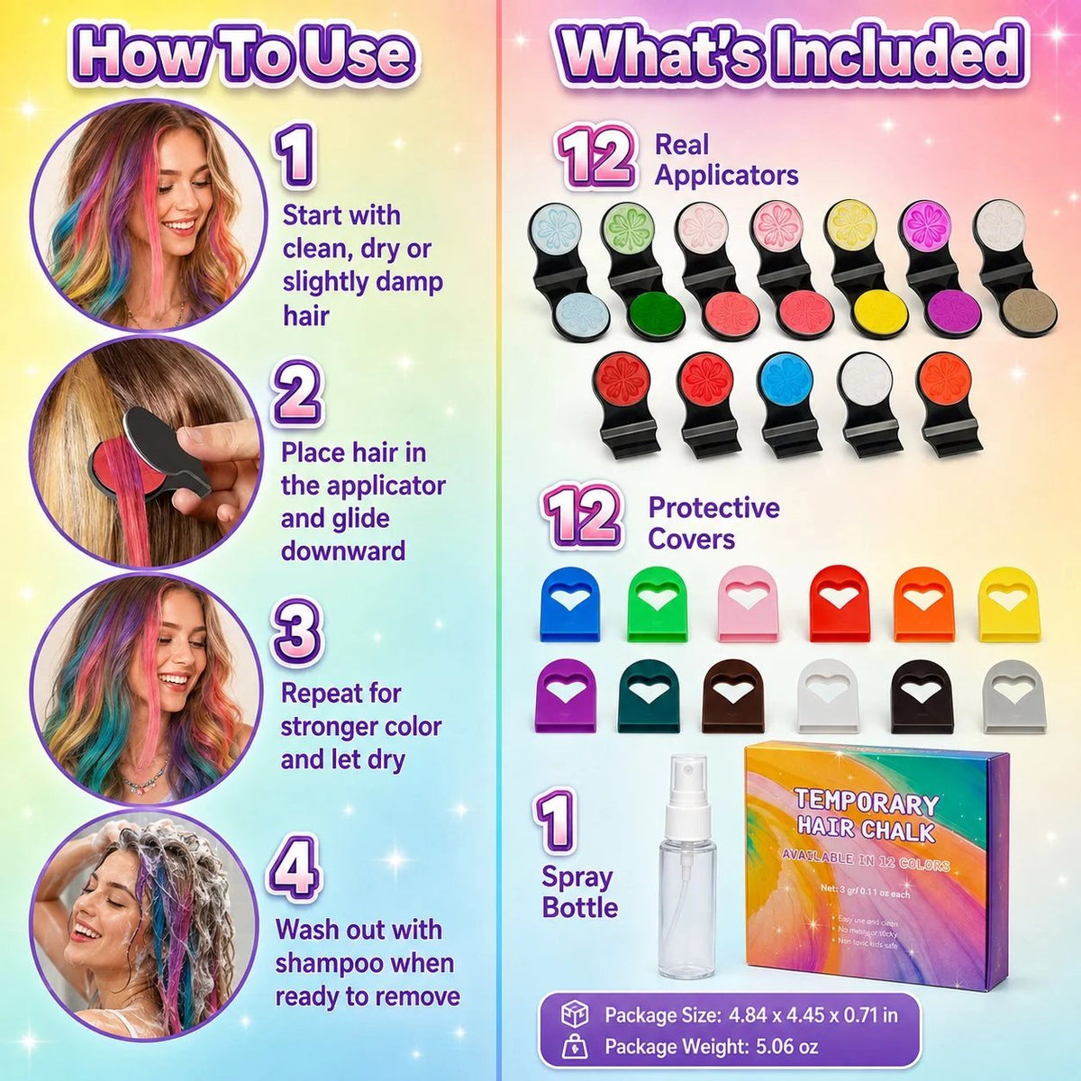 ⏳Time-Limited Special⏰12-Color Temporary Hair Chalk Applicator Set🎁-Ready for Christmas!🎅