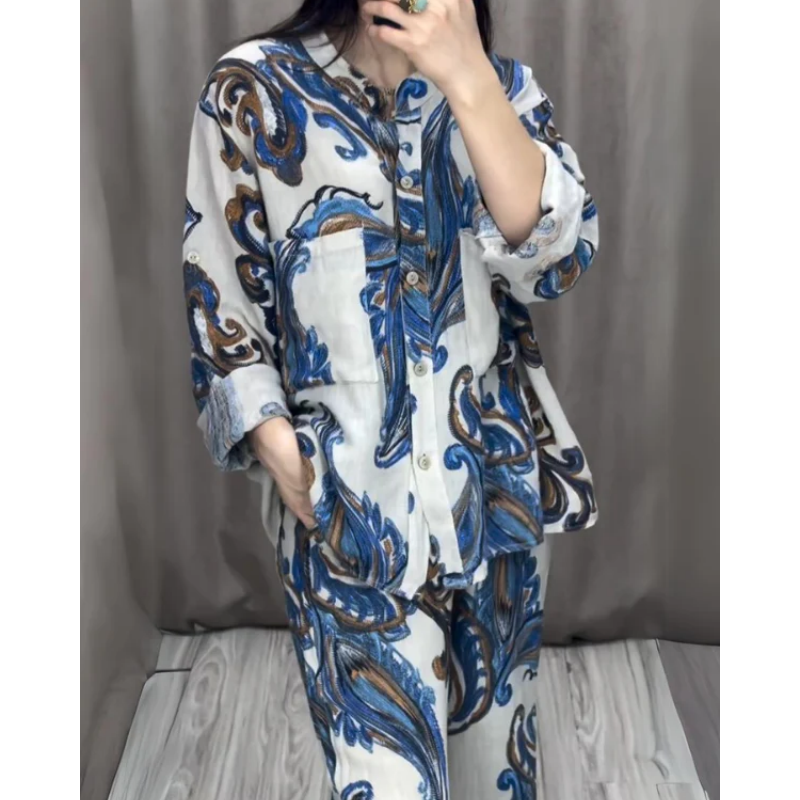(Free Shipping)Two Piece Shirt and Trousers Set for Women