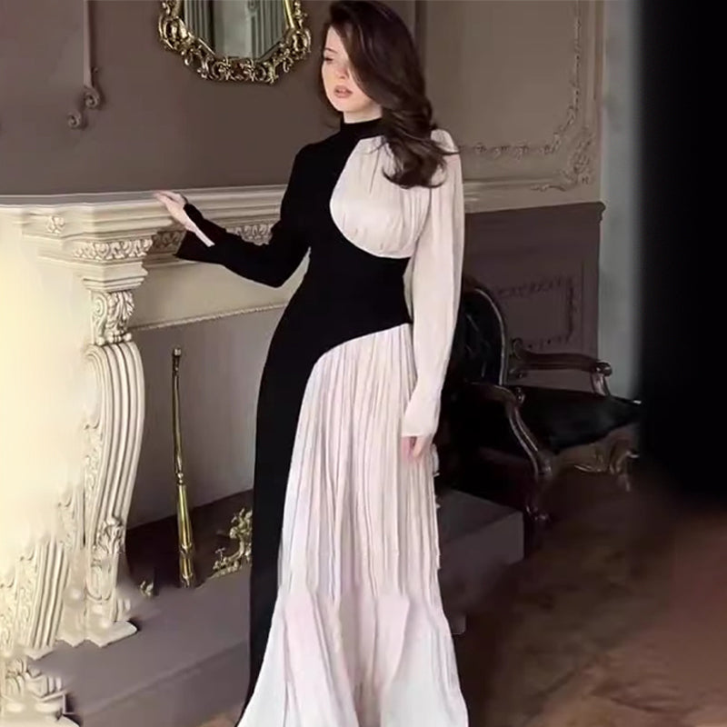 Colorblocking Long Sleeve Slim Fit Dress(Free Shipping)