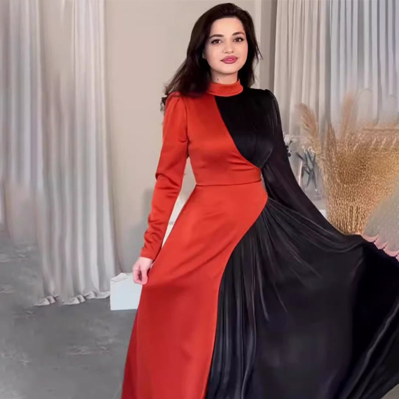 Colorblocking Long Sleeve Slim Fit Dress(Free Shipping)