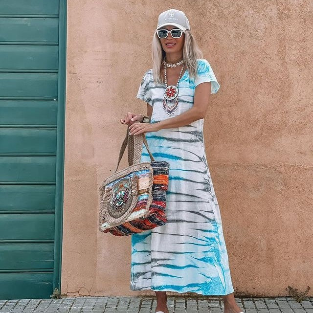 Breathable V-Neck Loose Long Dress(Free Shipping)