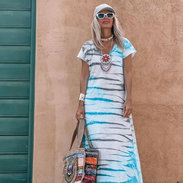 Breathable V-Neck Loose Long Dress(Free Shipping)