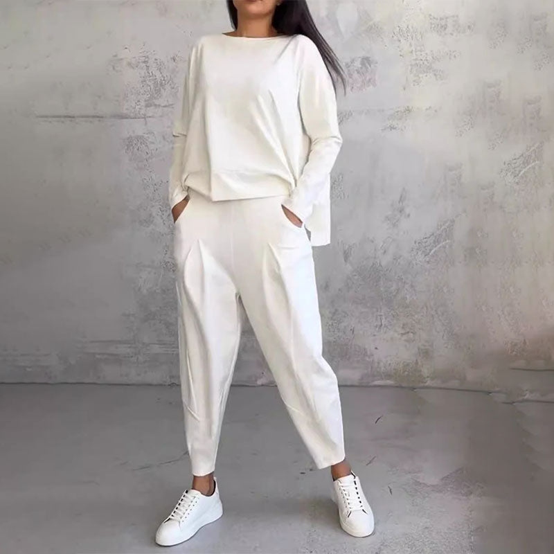 🌸Summer Hot Sale 50%OFF🌸Round-Neck Long-Sleeved Top & Pants 2-Piece Set