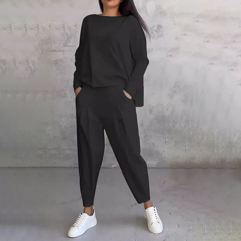 🌸Summer Hot Sale 50%OFF🌸Round-Neck Long-Sleeved Top & Pants 2-Piece Set