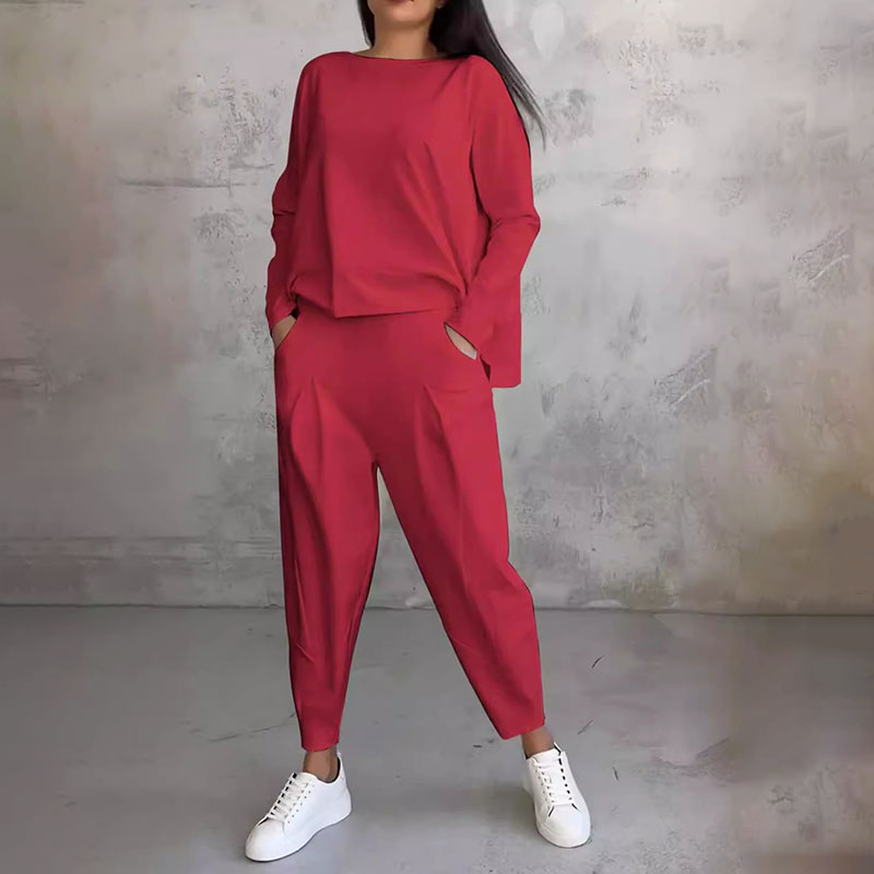 🌸Summer Hot Sale 50%OFF🌸Round-Neck Long-Sleeved Top & Pants 2-Piece Set