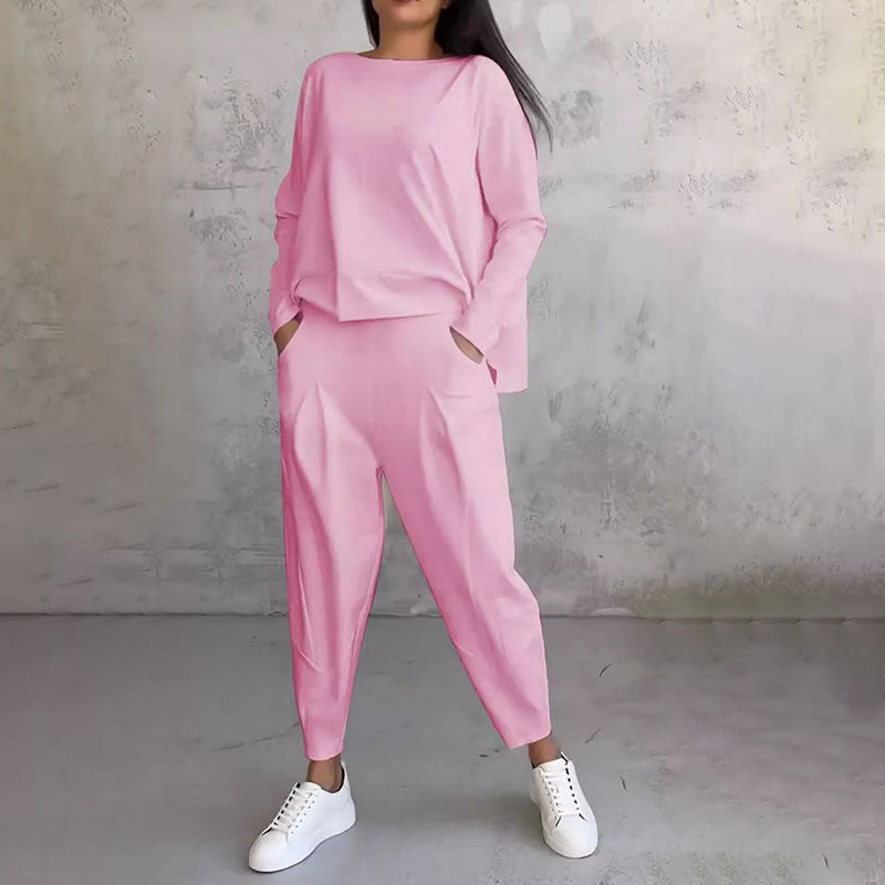 🌸Summer Hot Sale 50%OFF🌸Round-Neck Long-Sleeved Top & Pants 2-Piece Set