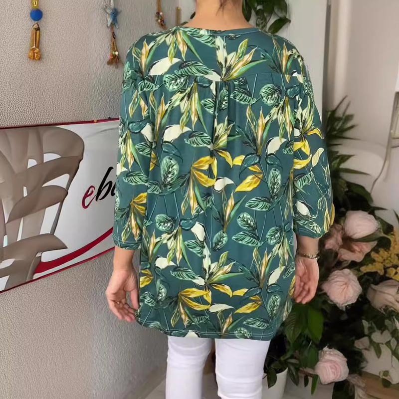 š„Hot saleš„Womenās Casual Printed Button V-neck Pullover