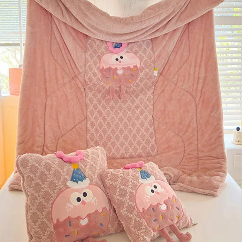 Cartoon 2 in 1 Convertible Plush Quilt Pillow