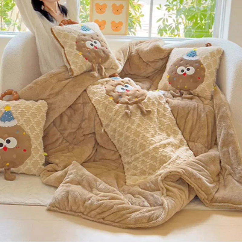 Cartoon 2 in 1 Convertible Plush Quilt Pillow