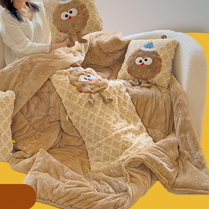 Cartoon 2 in 1 Convertible Plush Quilt Pillow