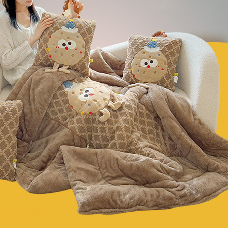 Cartoon 2 in 1 Convertible Plush Quilt Pillow