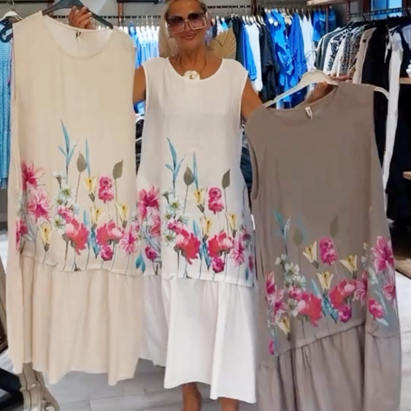 🌸Spring Specials🌸 Women's Loose Round Neck Sleeveless Floral Dress