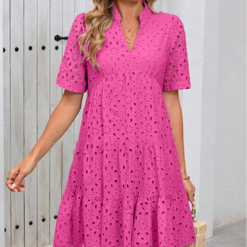 💥Last Day Special Sale 50% OFF💃Women's V-Neck A-Line Cutout Printed Dress