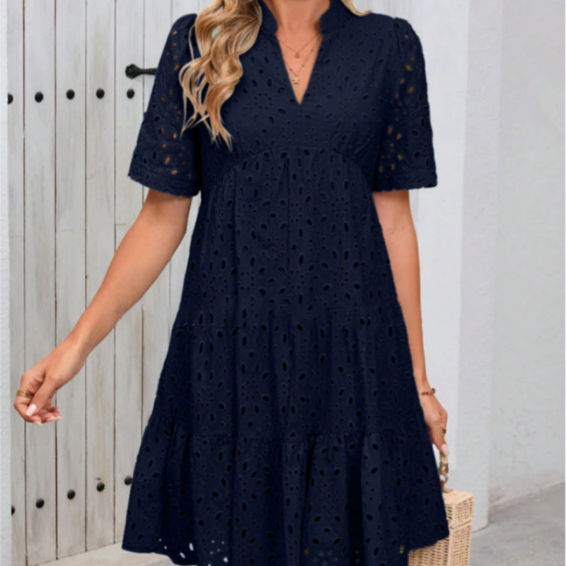 💥Last Day Special Sale 50% OFF💃Women's V-Neck A-Line Cutout Printed Dress