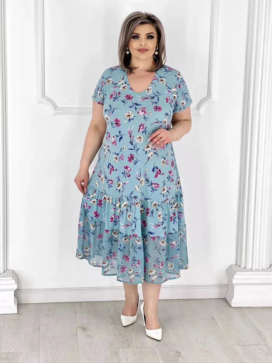 Lovely patchwork pleated floral dress