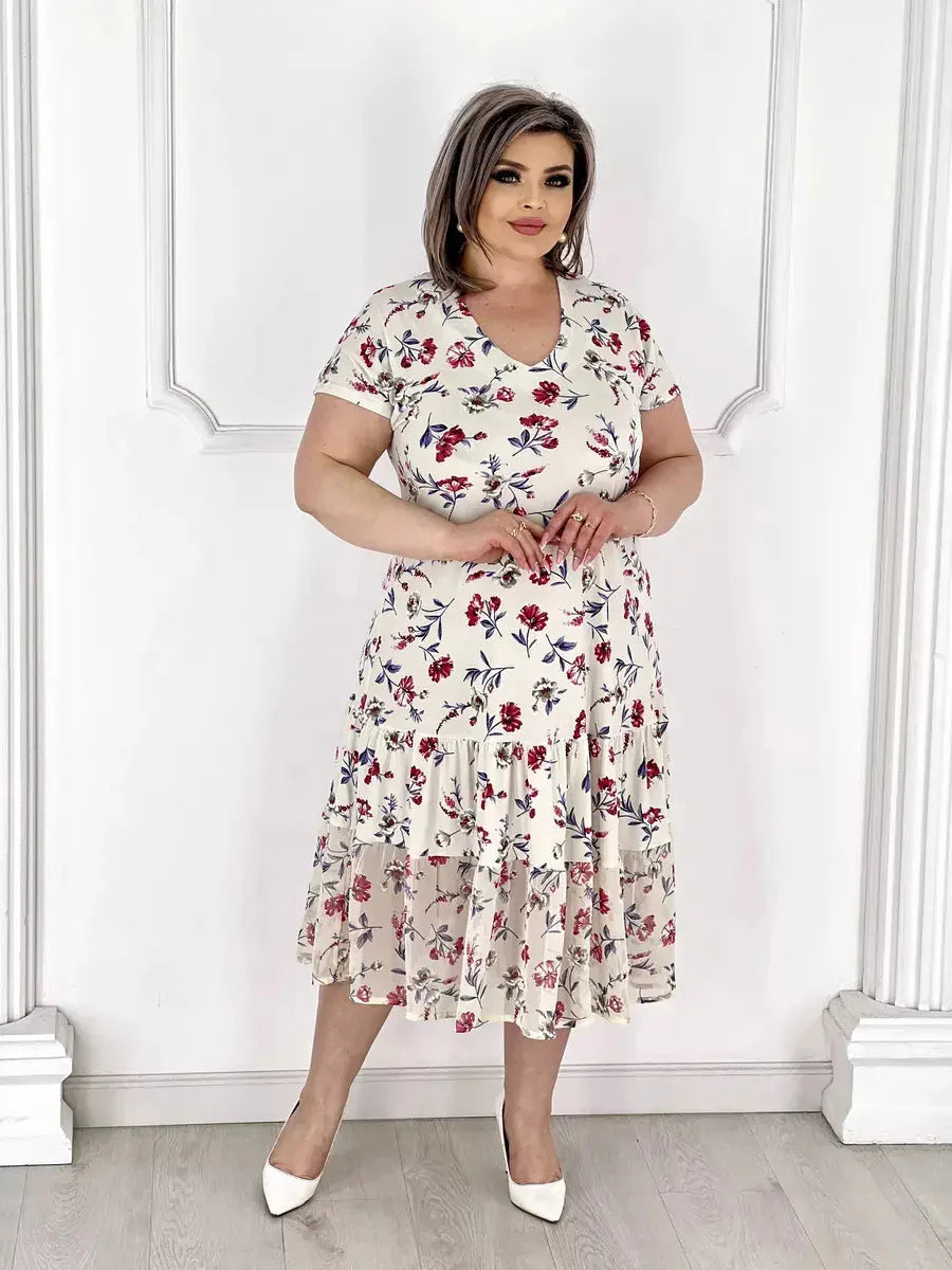 Lovely patchwork pleated floral dress