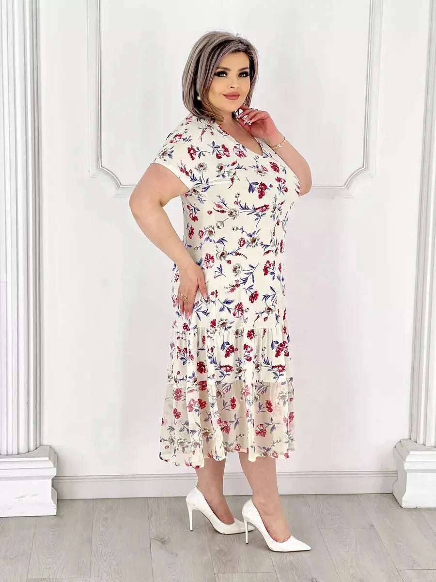 Lovely patchwork pleated floral dress