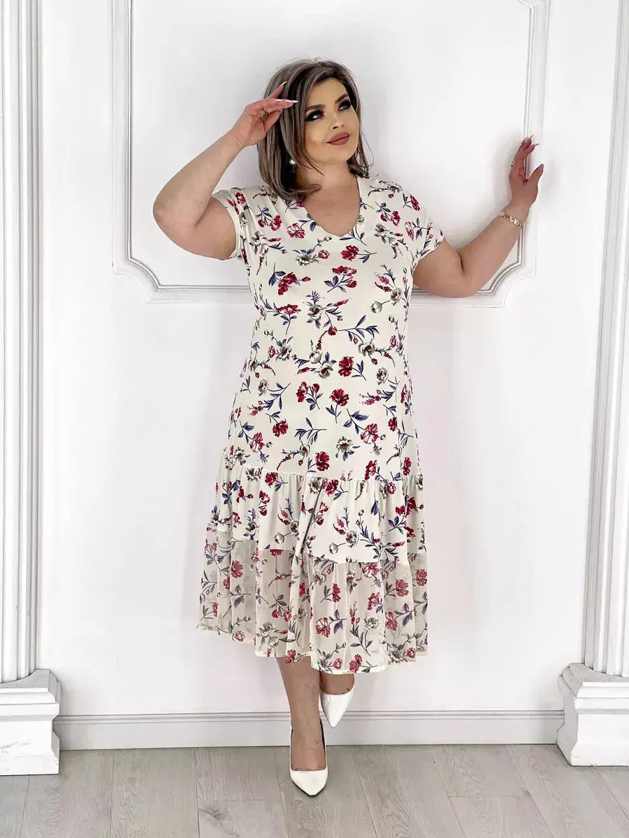 Lovely patchwork pleated floral dress