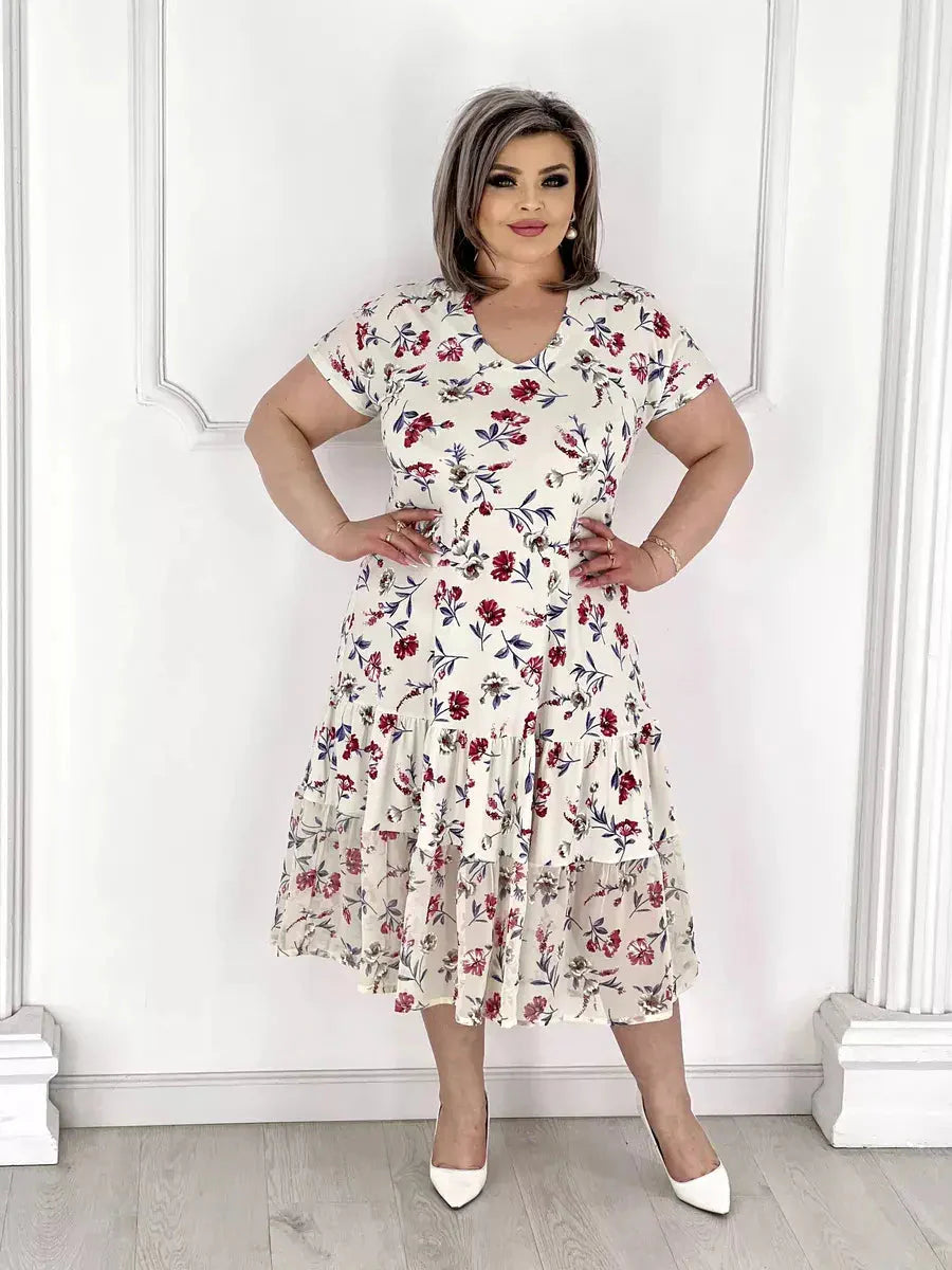 Lovely patchwork pleated floral dress
