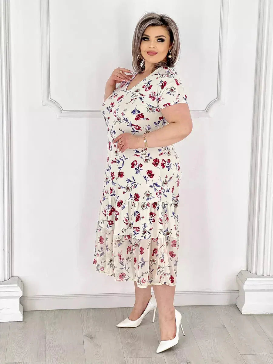 Lovely patchwork pleated floral dress