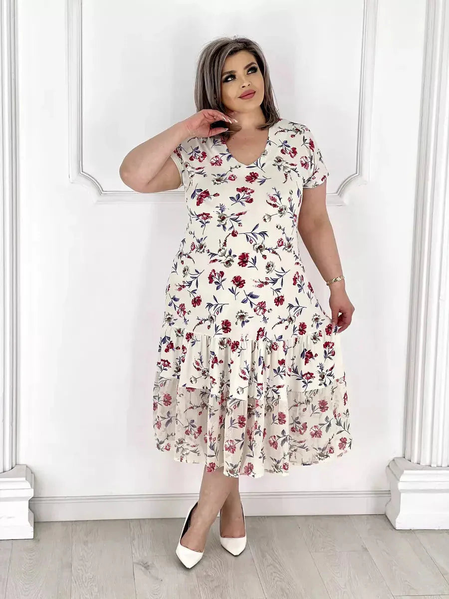 Lovely patchwork pleated floral dress