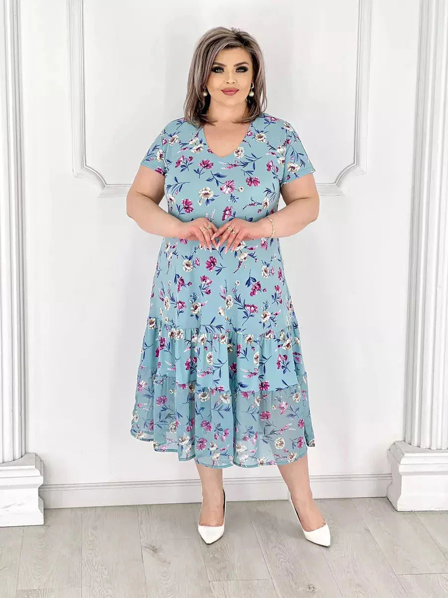 Lovely patchwork pleated floral dress