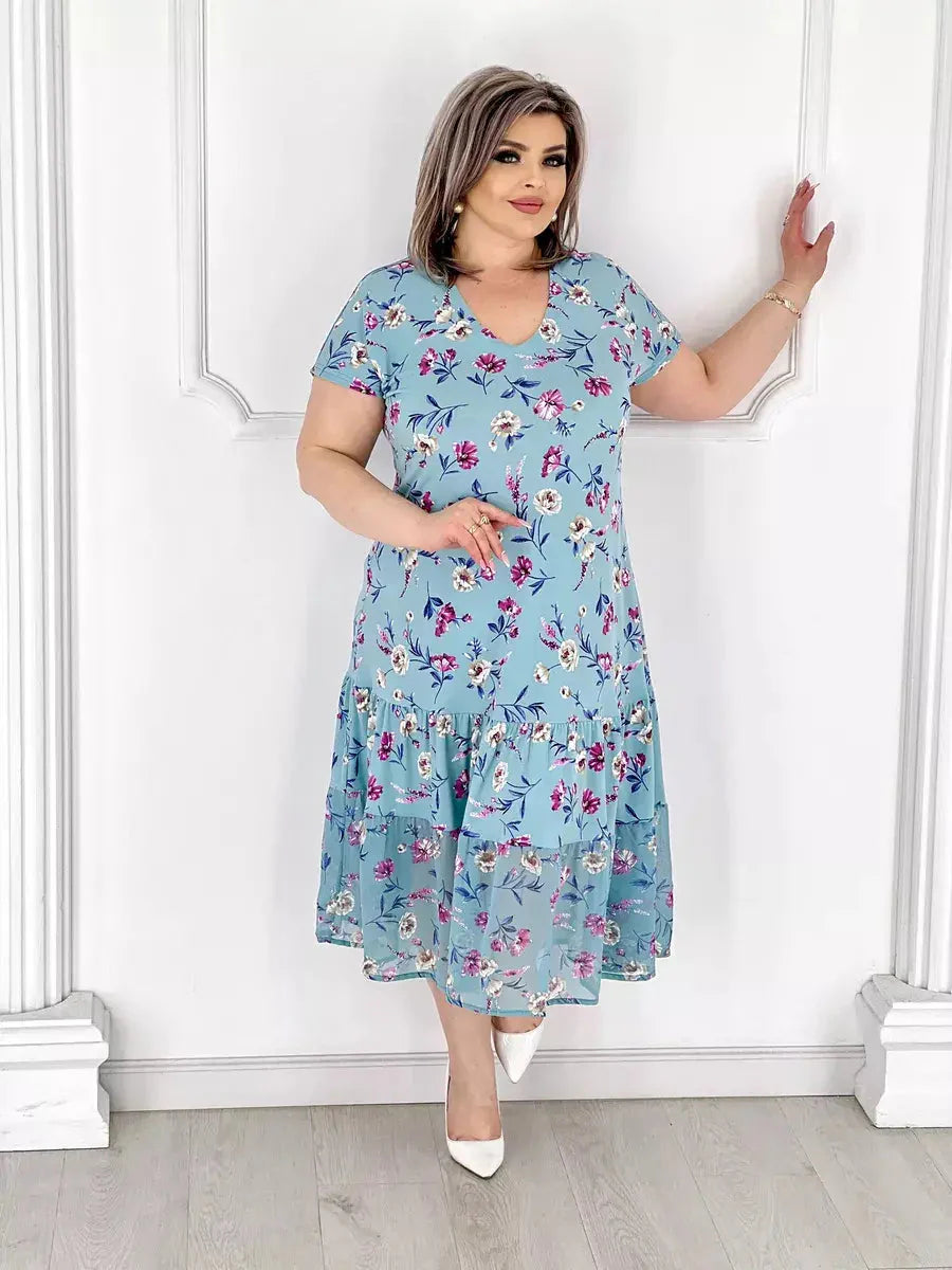 Lovely patchwork pleated floral dress
