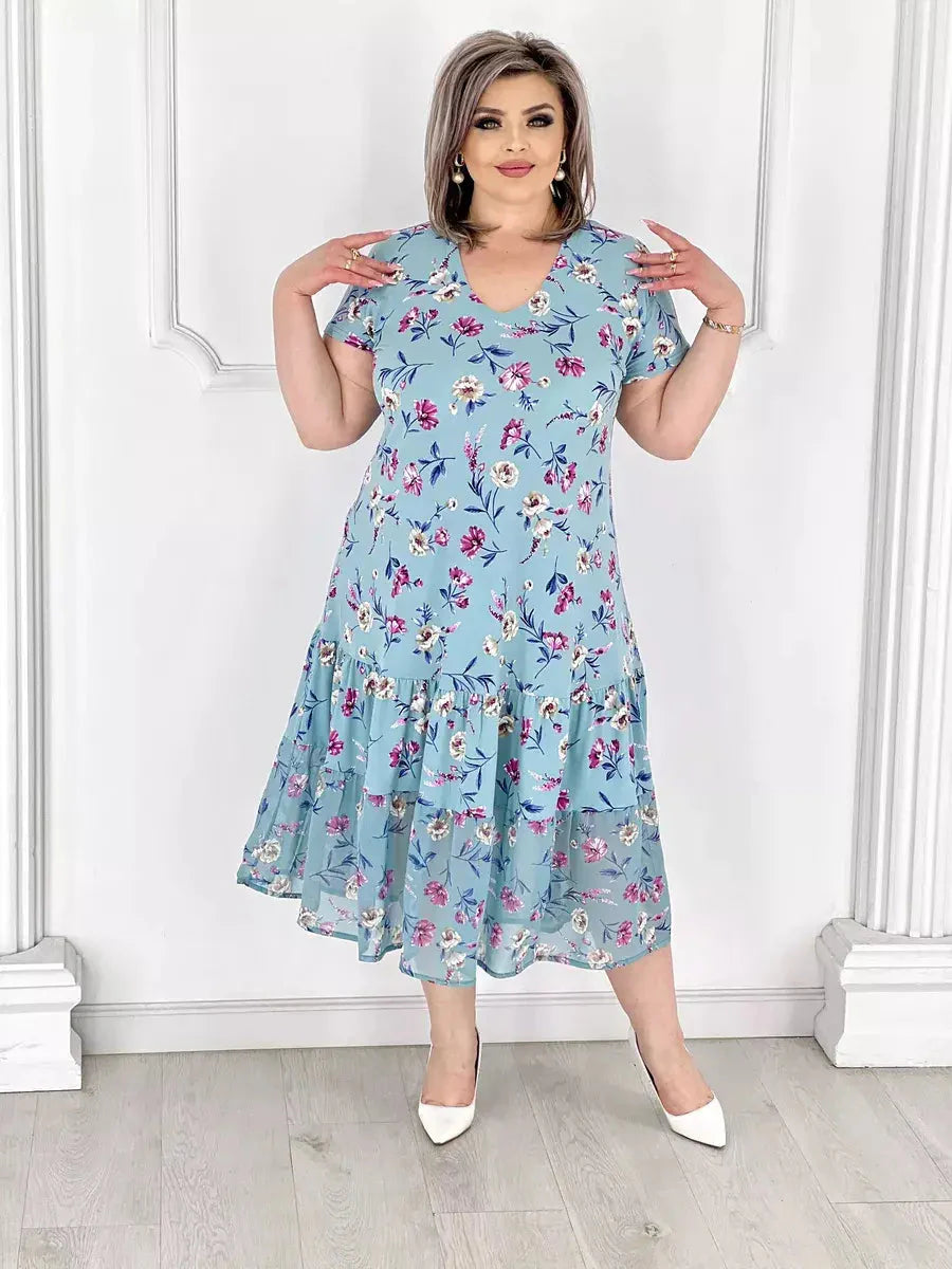 Lovely patchwork pleated floral dress