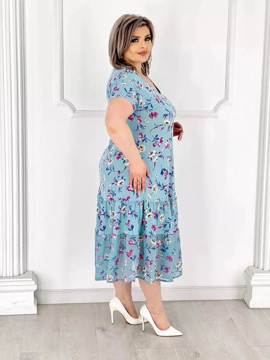 Lovely patchwork pleated floral dress