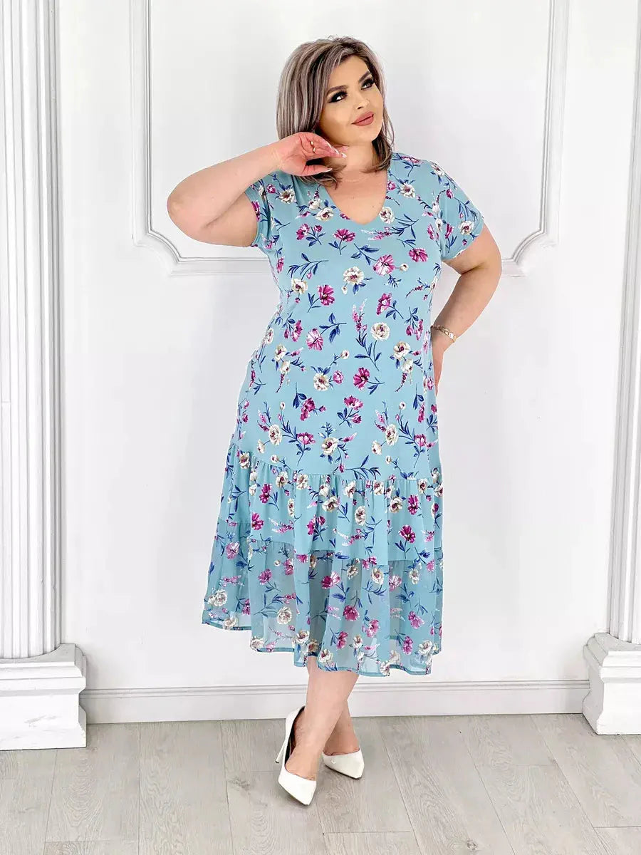 Lovely patchwork pleated floral dress