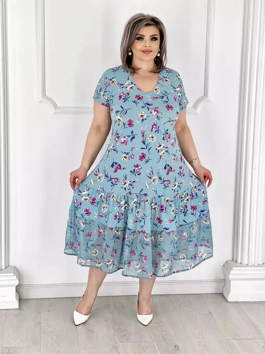 Lovely patchwork pleated floral dress