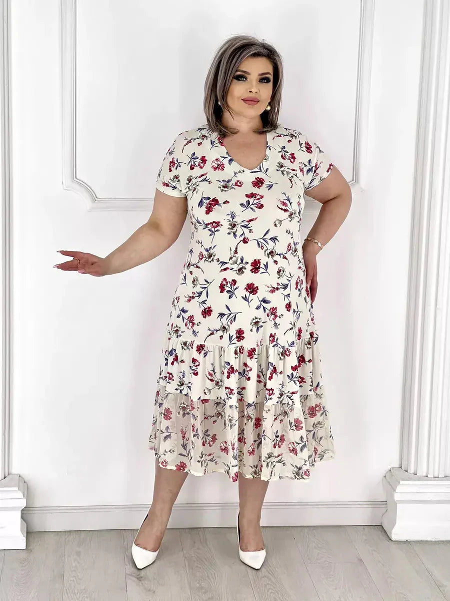 Lovely patchwork pleated floral dress