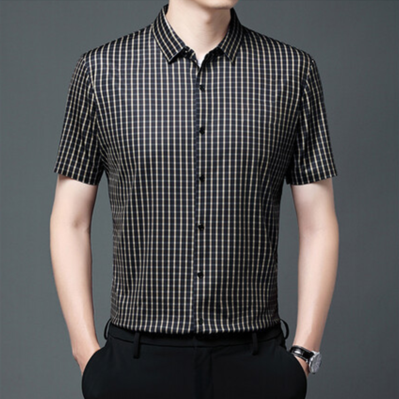 👑Men's Business Casual Short Sleeve Plaid Shirt