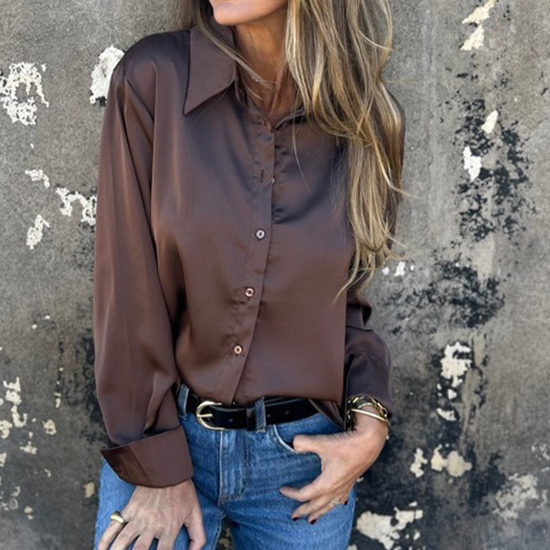 Elegant Satin Long Sleeve Shirt
