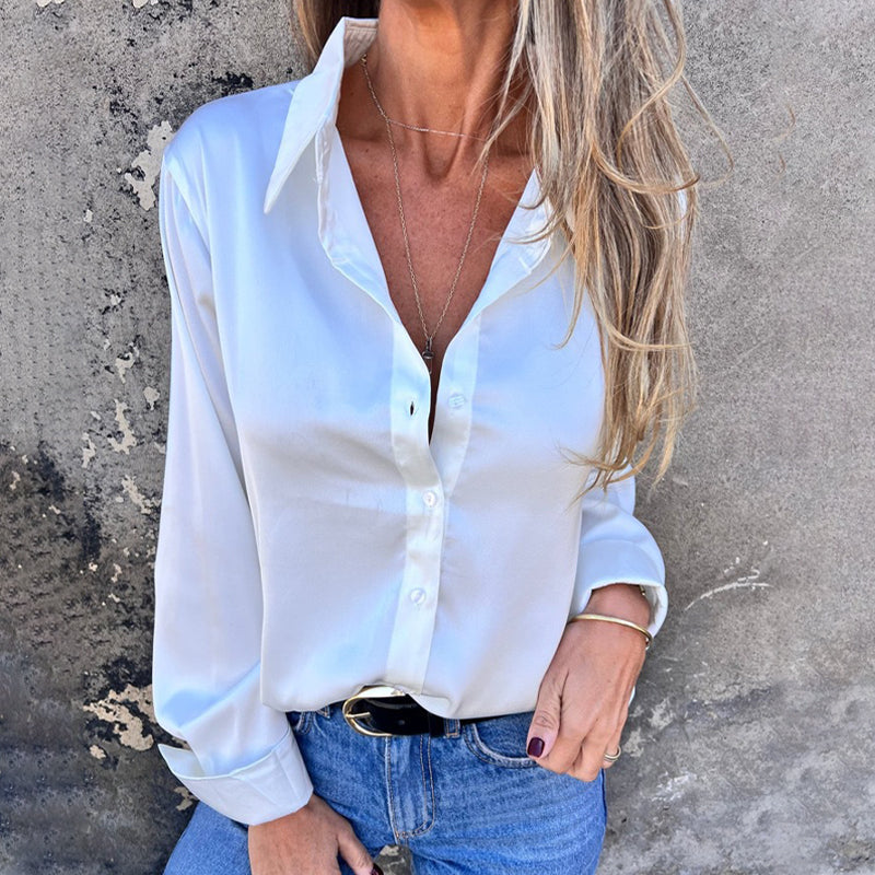 Elegant Satin Long Sleeve Shirt