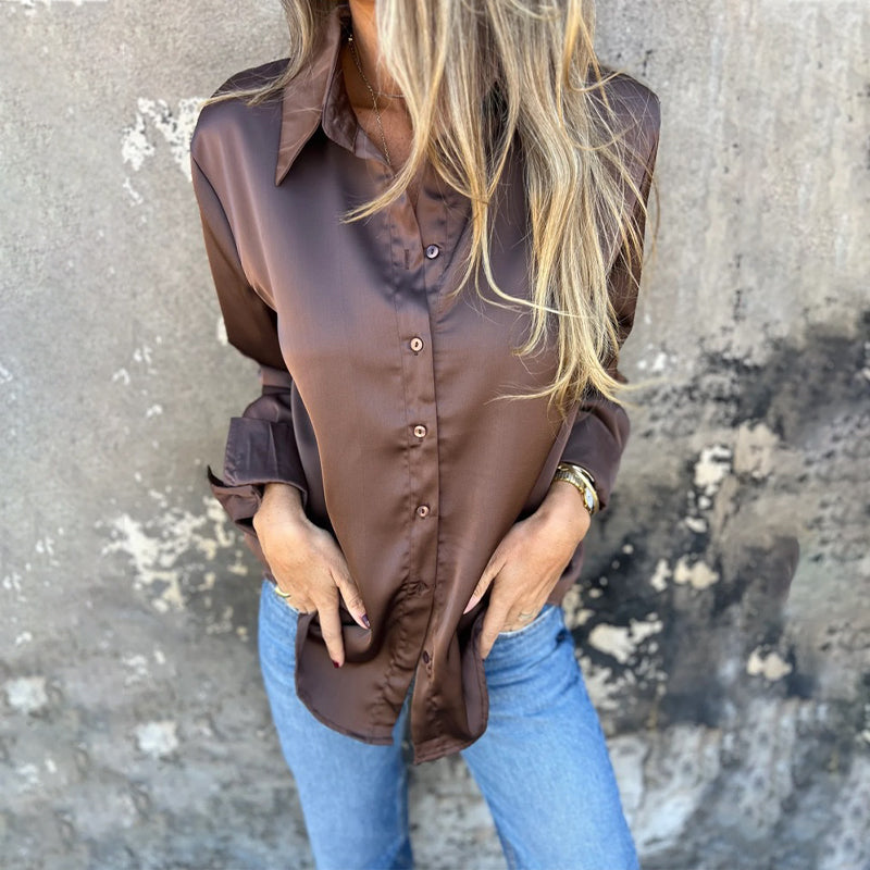 Elegant Satin Long Sleeve Shirt