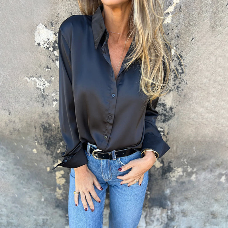 Elegant Satin Long Sleeve Shirt