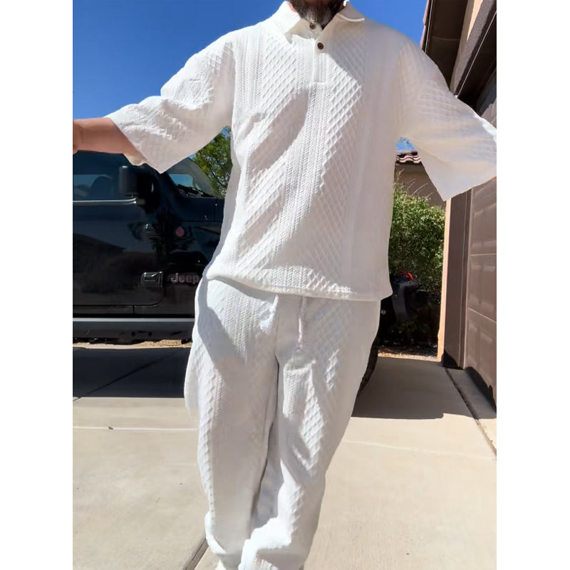 Men’s Casual Solid Color 2-Piece Set