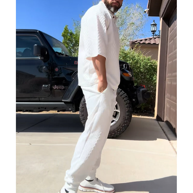 Men’s Casual Solid Color 2-Piece Set
