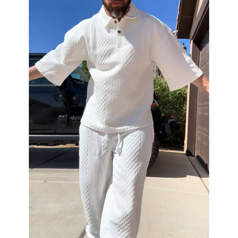 Men’s Casual Solid Color 2-Piece Set