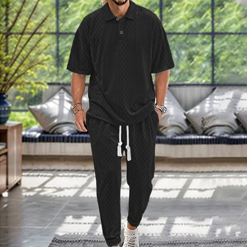Men’s Casual Solid Color 2-Piece Set
