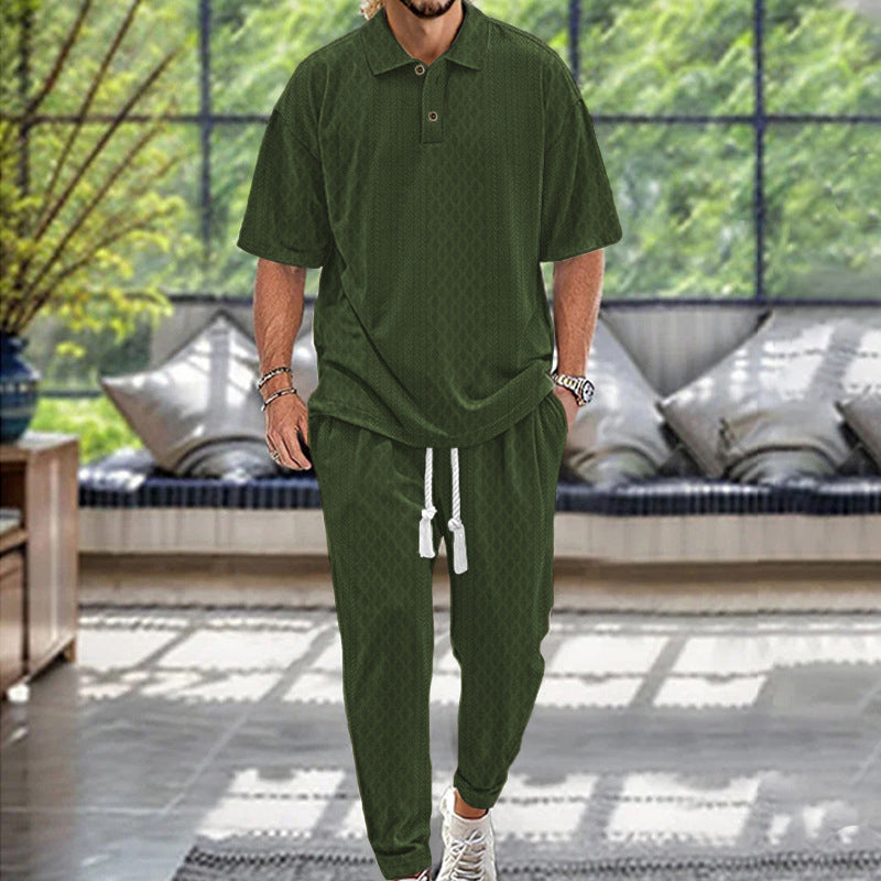 Men’s Casual Solid Color 2-Piece Set