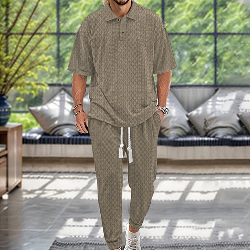Men’s Casual Solid Color 2-Piece Set